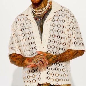 Textured Button Up Shirt - (Cream)